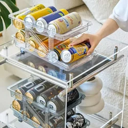 2 Layer Expandable Storage Box Refrigerator Beverage Can Organizer Automatic Rolling Beer Dispenser