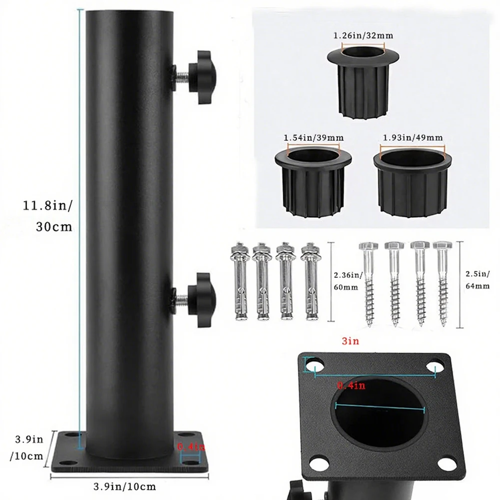 Outdoor Parasol Ground Umbrella Stand Iron Umbrella Fork Base Fixed Stand Accessories Umbrella Pole Carbon Steel Umbrella Tube