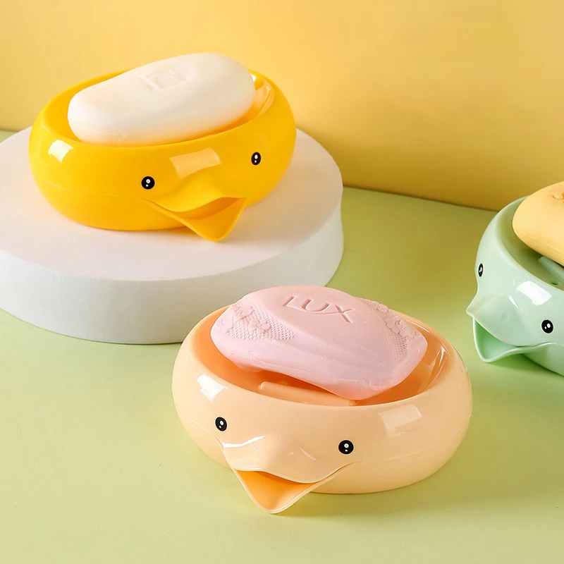 Cute and Cute Duck Drain Soap Box with No Water Accumulation in High Grade Bathroom Wash Hands and Children's Soap Box