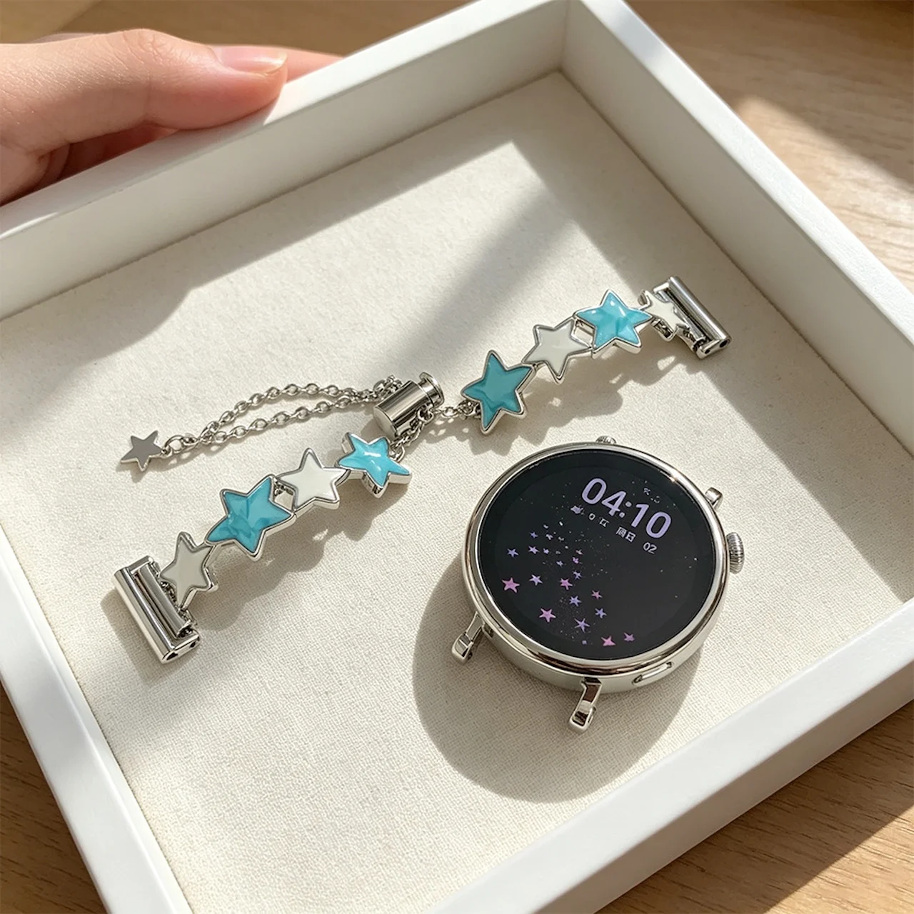 Glossy Enamel Star Metal Strap For Huawei Band 8 9 10 Fit3 Fit4 Fit5 18/20/22mm Dainty Decorative Ladies Daily Wrist Accessory