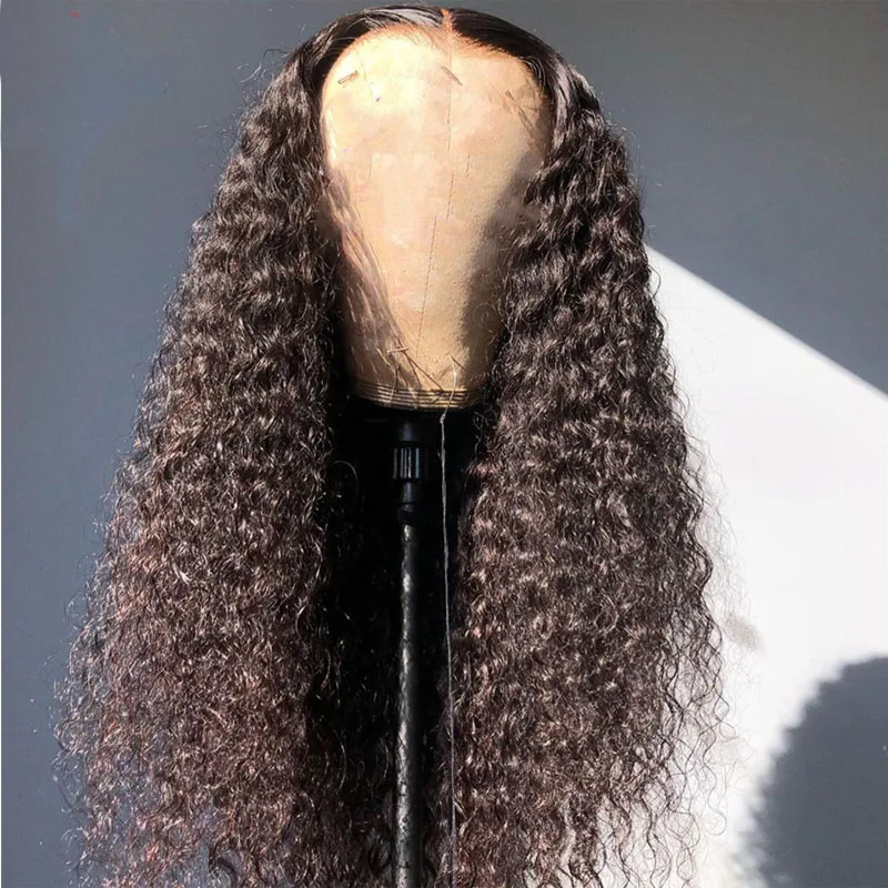 Deep Long Soft Glueless 26inch 180% Density Black Kinky Curly Lace Front Wig For Black Women Babyhair Preplucked Daily Cosplay