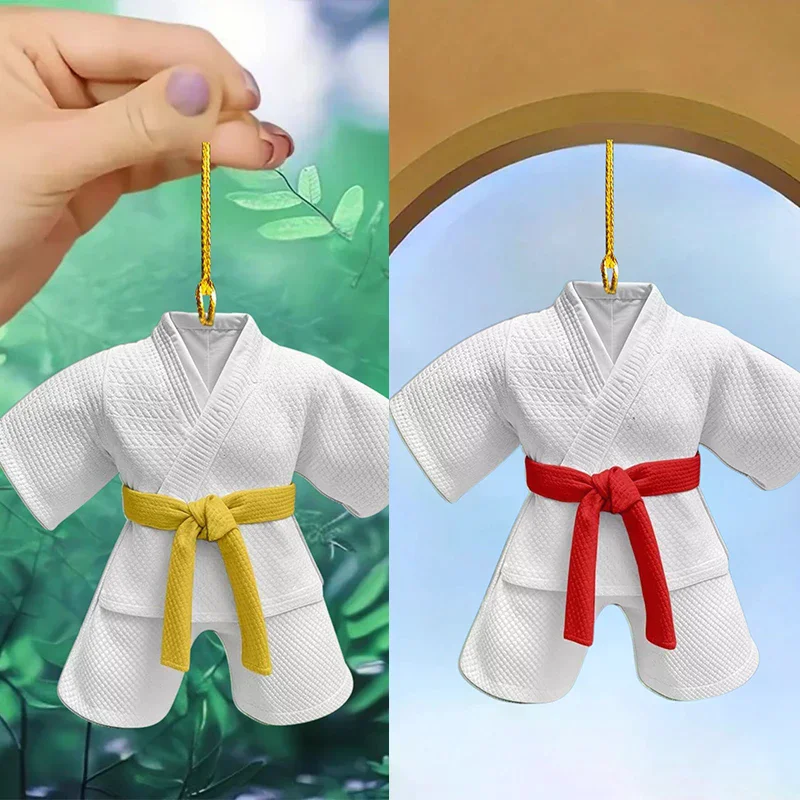 2D плоский костюм для тхэквондо, кулон, брелок, спортивная тематика, акриловый орнамент, очаровательное подвесное украшение для автомобильных сумок, праздничный подарок на вечеринку