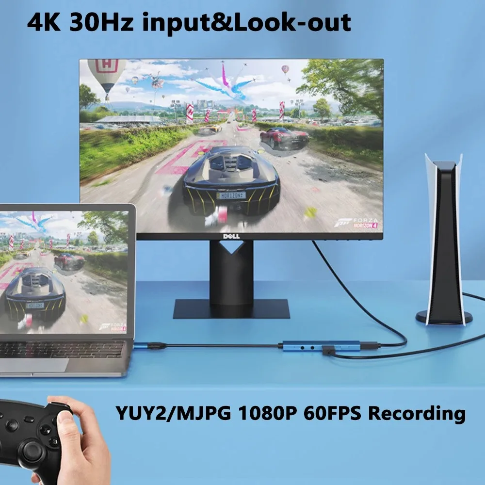 การ์ดจับภาพวิดีโอแบบ USB 3.0 1080P 30/60FPS พร้อม LOOP Out 4K HD ไปยัง usb/ Type-C MS2131บันทึกเกมสำหรับพีซี PS4 Xbox สตรีมสด