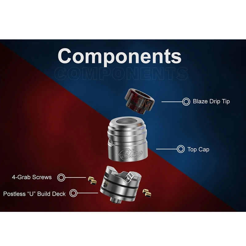 Original ThunderHead Creations Blaze Solo RDA 2ml Tanque 24mm 510 Thread 810 Drip Tip Vape Atomizador Bobina Única VS Blaze RTA E-Cig