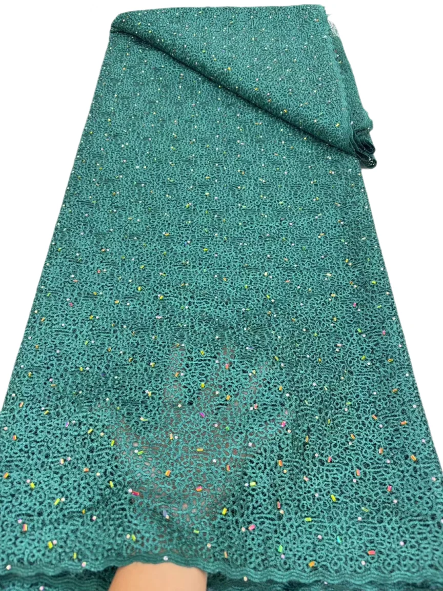 

Nigerian Multicolor Gem Guipure Cord Lace Fabric For Party Wedding 2025 High Quality African Stoned Lace Fabric Sewing Material