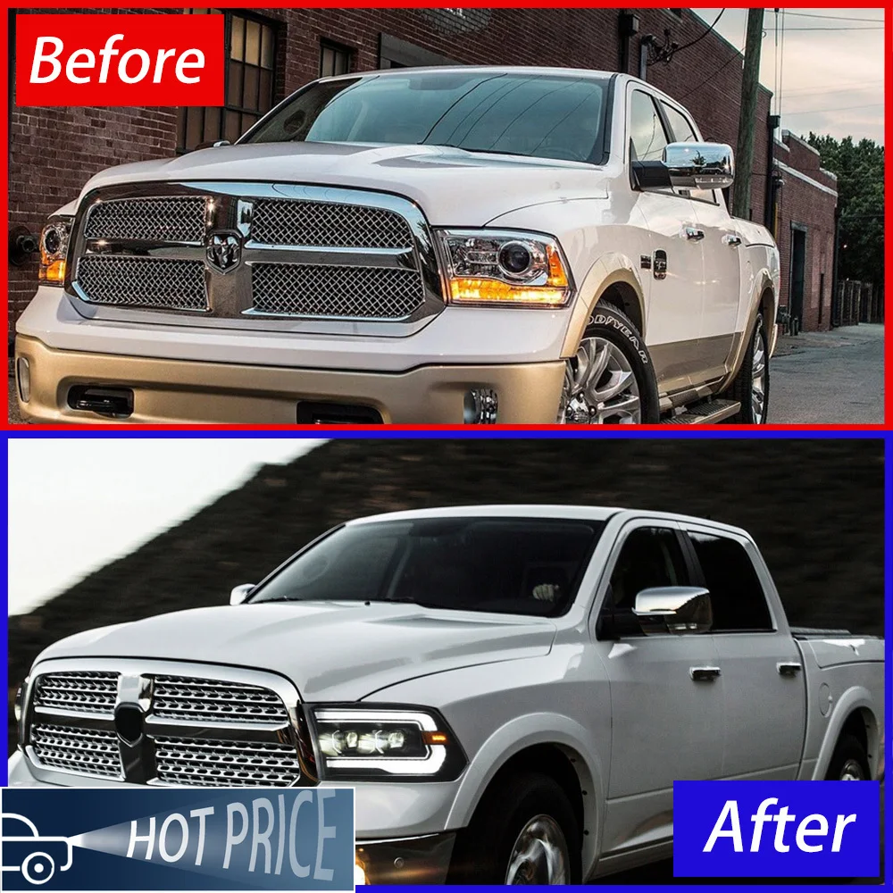 

For Dodge Ram1500 2009-2018 Auto Front Lamps Assembly Upgrade Startup Effect LED Headlights Projector Lens Car Tools Accessories