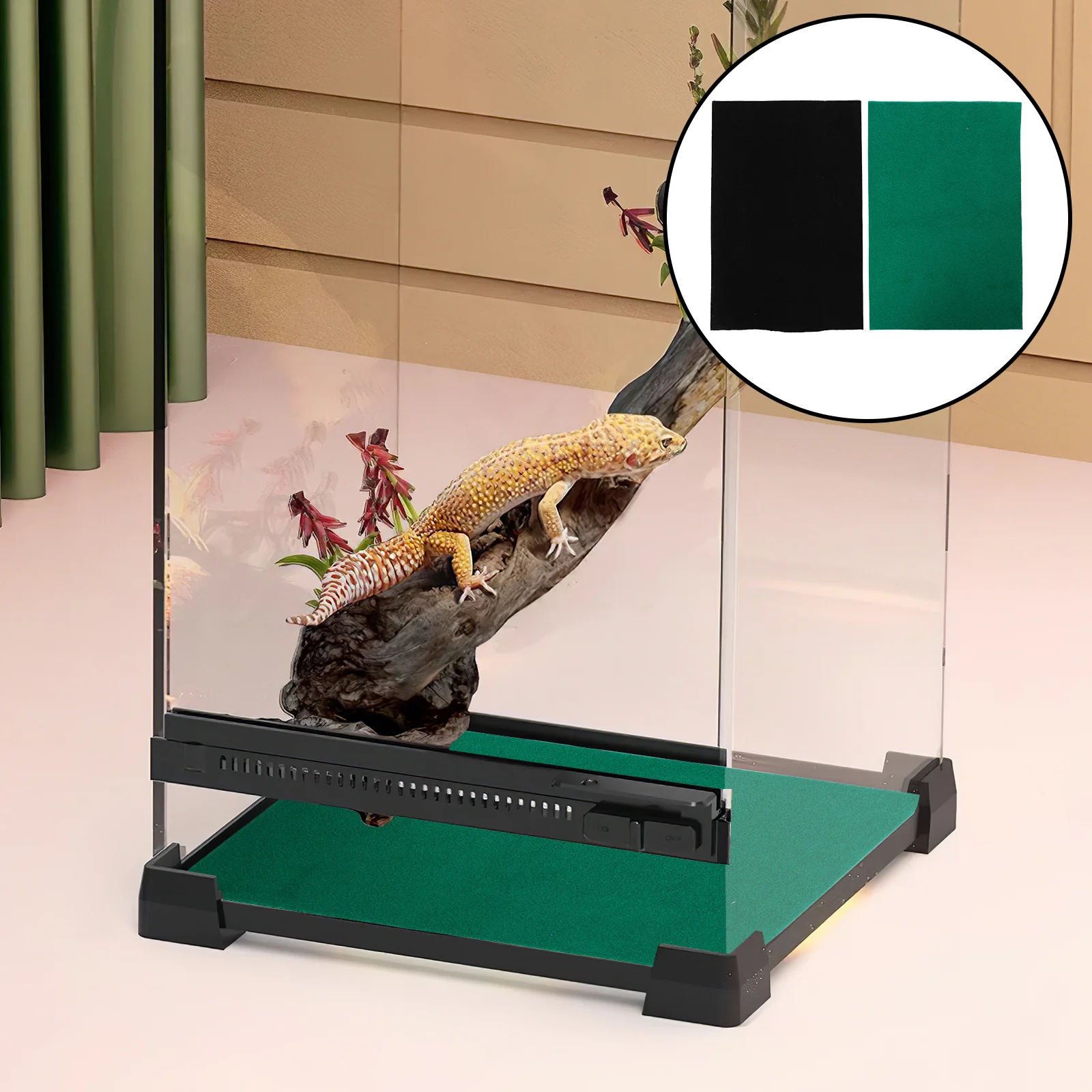 

4Pcs Reptile Carpet Substrate Natural Habitat Water Absorbent Mat Washable Terrarium Liner for Lizards Bearded Dragons Tortoises