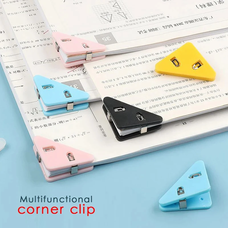 

5/10pcs Color Triangle Book Paper Corner Clip Binder Clips For Desk Storage Shelf Office Desktop Organizer Organization