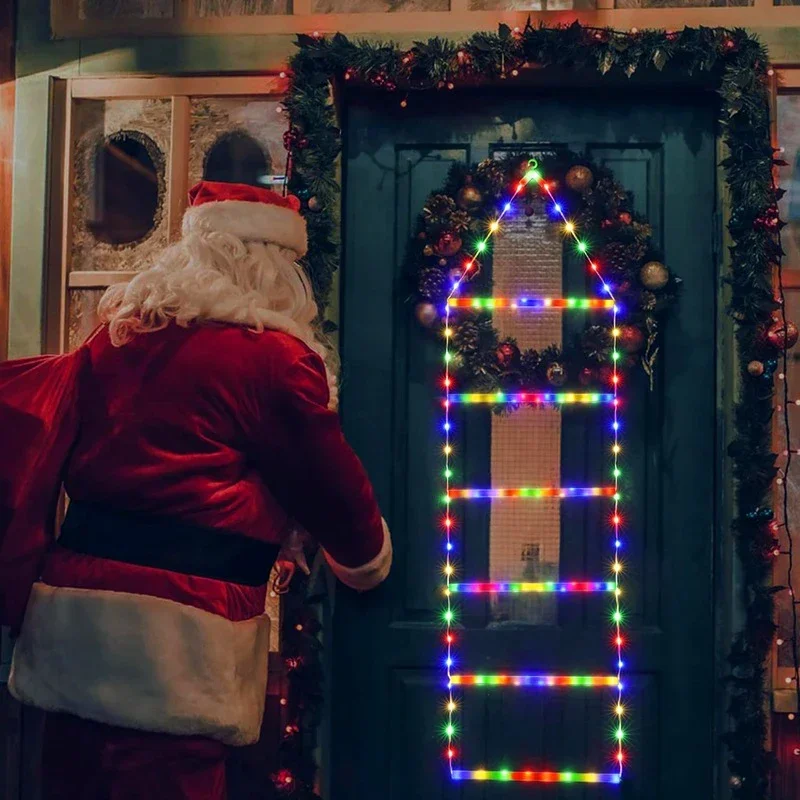 

Santa Claus LED Ladder Light for Home Christmas Decorations 2024 Indoor Outdoor Ornament Decor Garden Xmas Tree Hanging Light