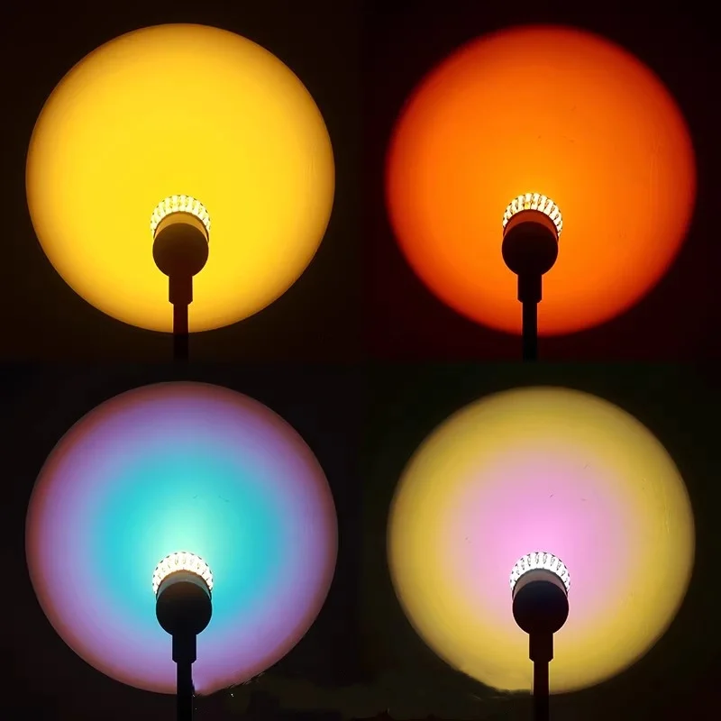 E27 Led Sunset Bulb Sunset Net Light Large Screw Mouth Projection Table Lamp Led Light Source Art Ambient Photo Fill Light Bulbs