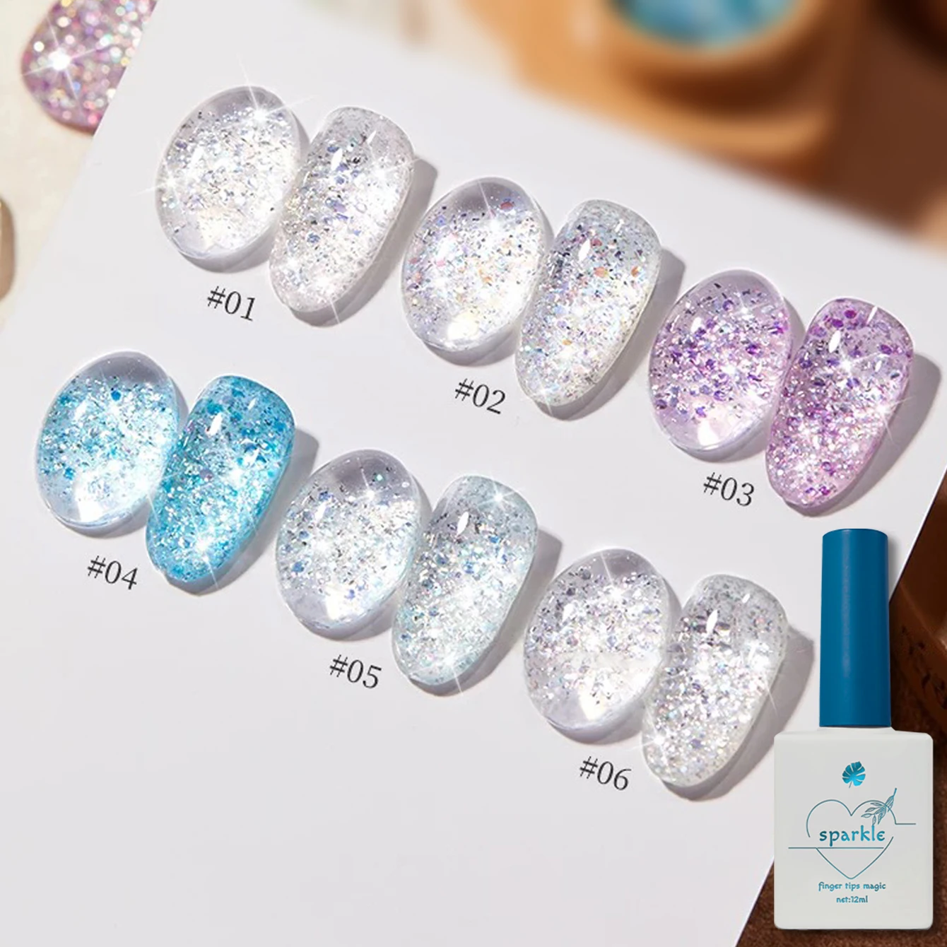 

1-6 шт. 12 мл гель-лака с бриллиантовым блеском, сине-фиолетово-белый, с эффектом мерцания, УФ/LED, смываемый, стойкий лак для ногтей для женщин