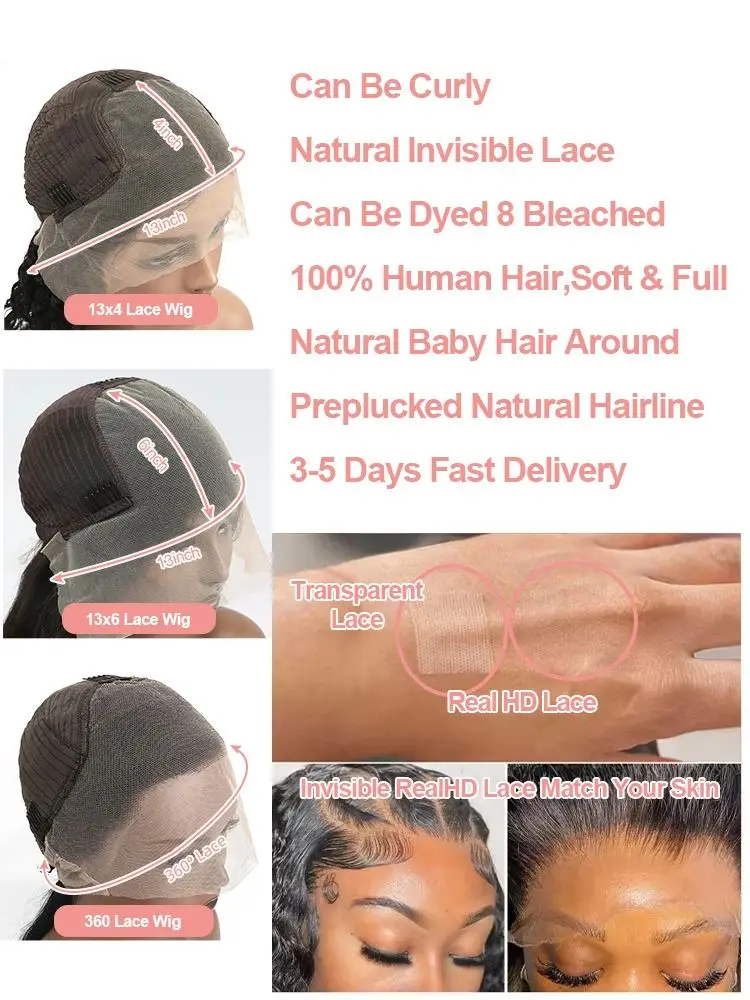 250% الكثافة الجسم موجة خصلات الشعر المستعار الإنسان 13x6 13x4 Hd الدانتيل شعر مستعار أمامي 30 40 بوصة فضفاض موجة الدانتيل الباروكة الأمامية قبل قطعها للنساء #6