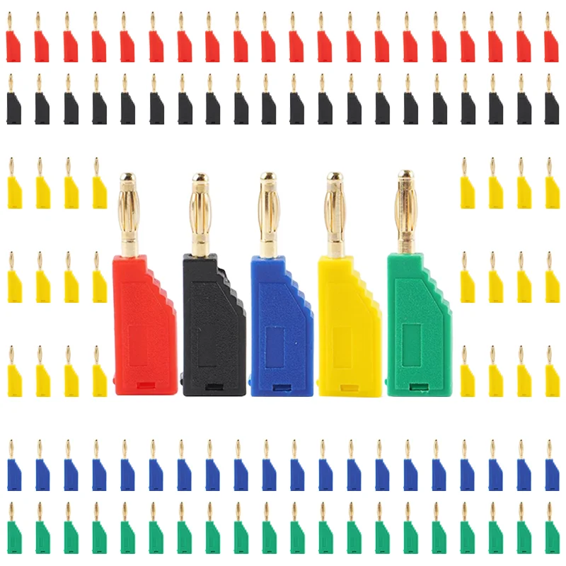 20/80/200 sztuk 2MM sztaplowana wtyczka bananowa lutowanie złącze elektryczne narzędzia dla majsterkowiczów miedź niklowana