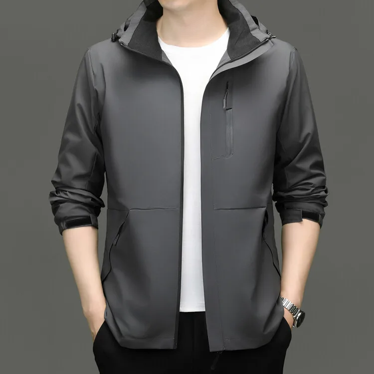 

Spring Autumn Men's Color Hoodie Jaet Casual Sportswear Middle-aged Dad Sle Versatile Outerwear Polyester Fiber