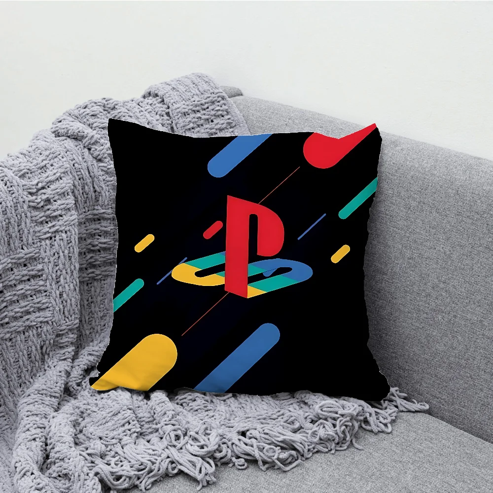 Funda de almohada con logotipo de PS5, fundas de cojín suaves para decoración de sofá de granja, decoraciones para el hogar y funda protectora para almohada