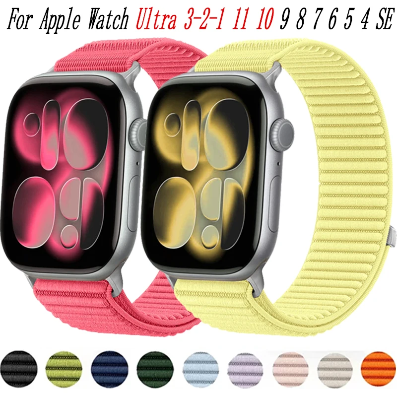 Nylon-Geflechtarmband für Apple Watch Ultra 3-1 49mm 11 10 46mm 42mm 9 8 7 45mm 41mm Armband iWatch 6 5 4 SE 44mm 40mm