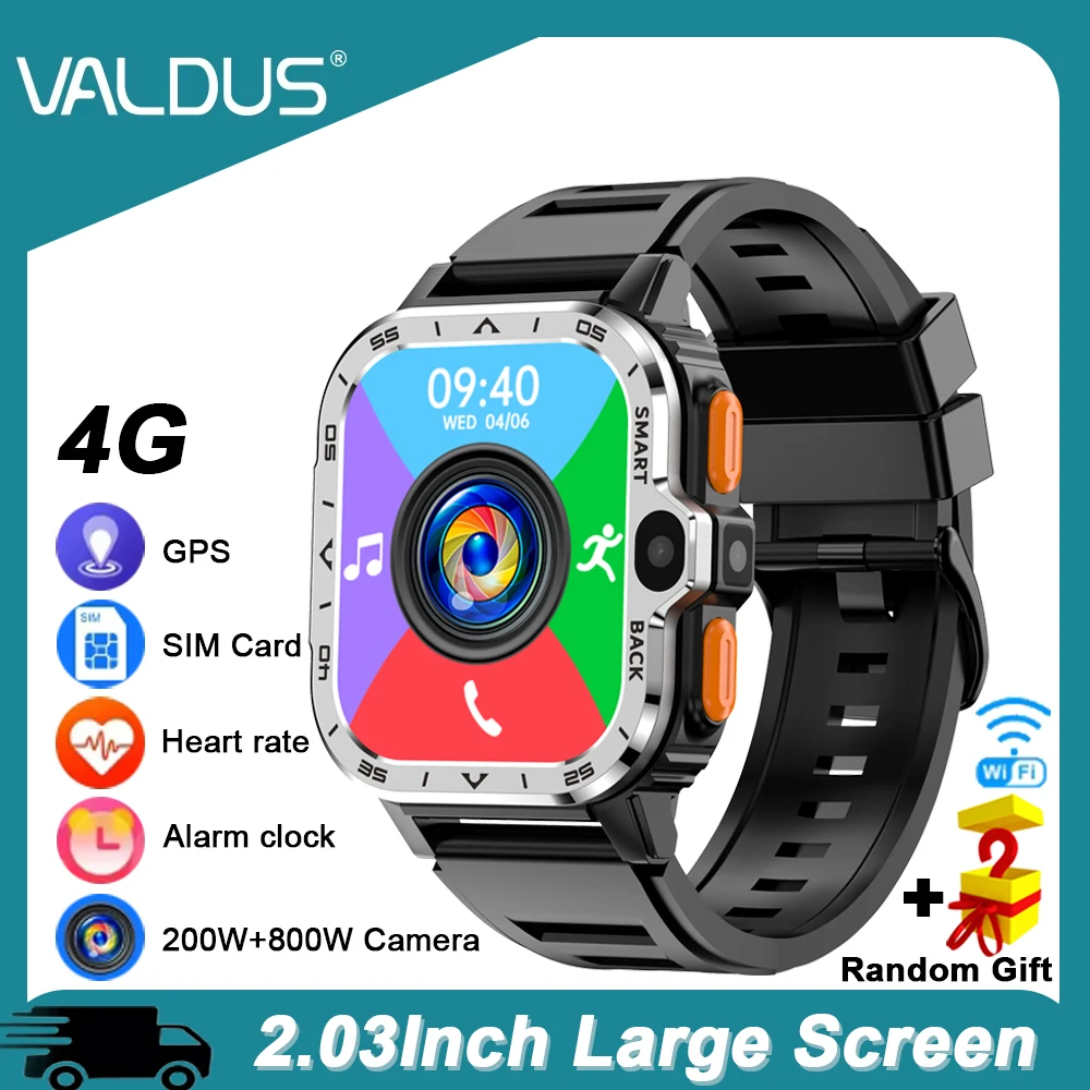 

VALDUS PGD 4G Smartwatch Мужчина Женщина GPS WiFi 16G/64G ROM Хранение 200 Вт + 800 Вт HD Двойная камера SIM-карта GPS NFC 2025 Android 5G Часы