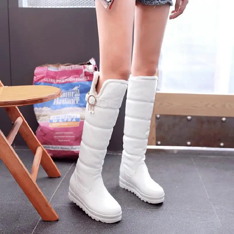 Thickened Long Tube Snow Boots for Women 2024 Winter New Anti-slip Plush-lined Cotton Shoes Large Size Ladies Knee-high Boots