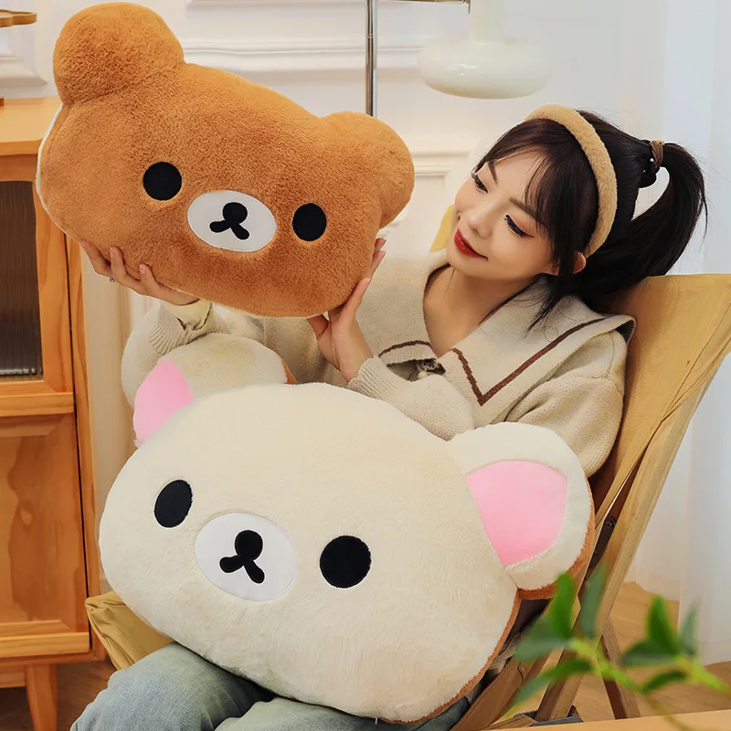 Auf Lager: Rilakkuma Bär Plüschkissen, doppelseitig, großes, weiches Bettseitenkissen, Nickerchenkissen, Schlafsaal-Stoffpuppe, Geschenk für Freundin