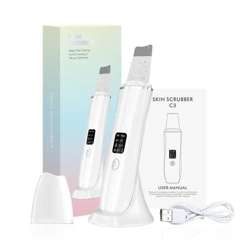 Ultrasone Gezichtsscrubber Gezichtspeeling Huid Scrubber Diepe Gezichtsreiniging Spatel Acne Porie Ultrasone Scrubber Gezichtsreiniger