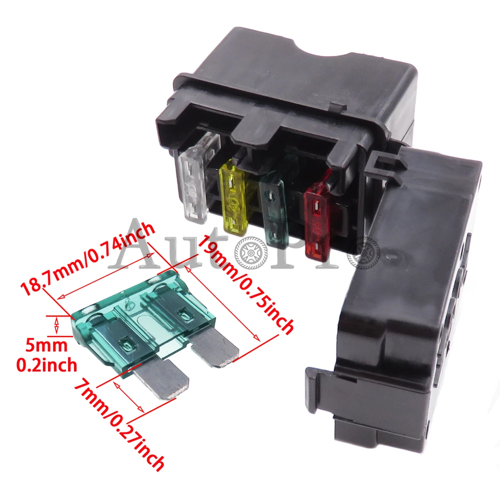 1 Set 4Ways Standard AC Assembly Blade Type Circuit Controller Box Middle Black Car Plastic Housing Fuse Holder With Terminal