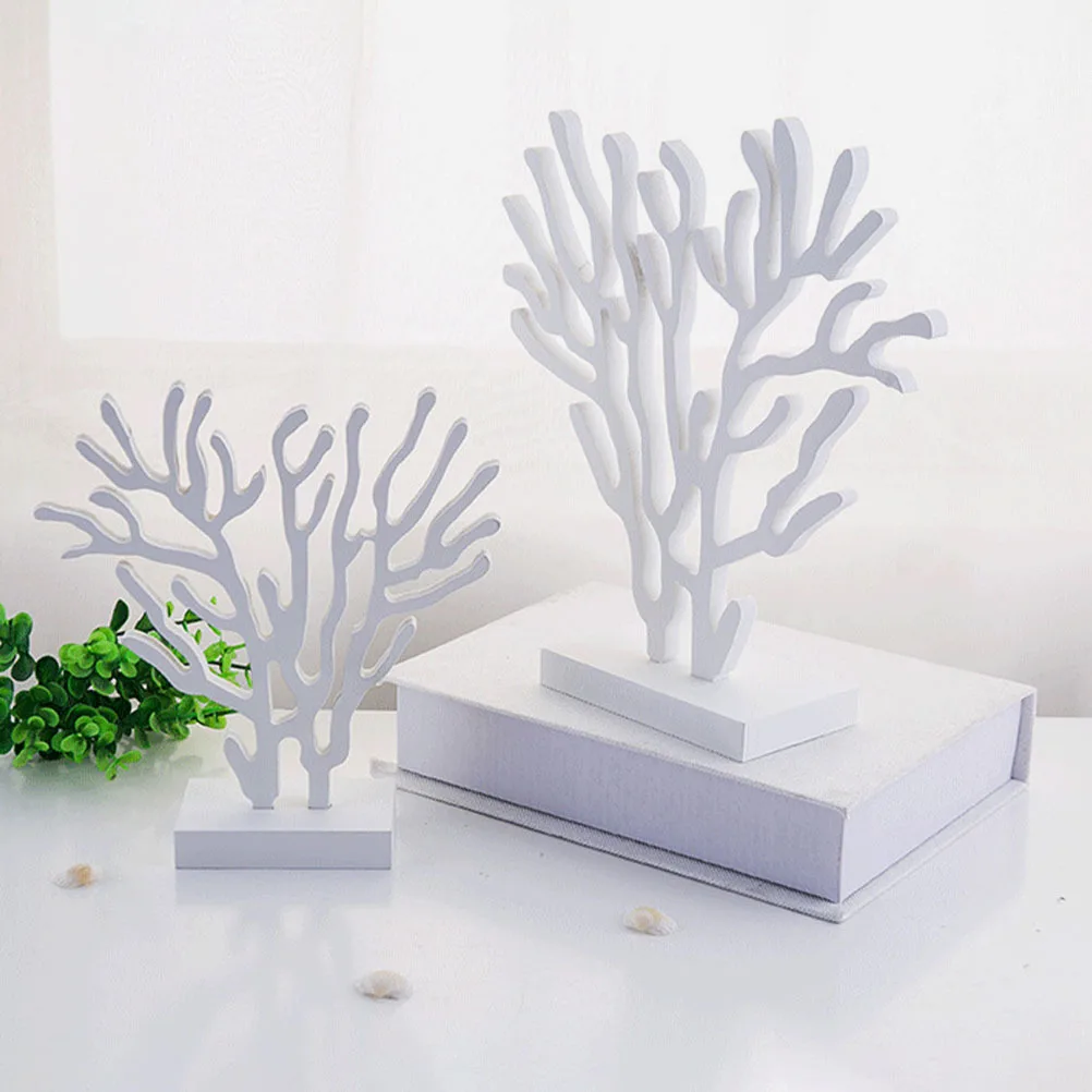 

1Set Coral Ornament Wooden Coral Adornment Ocean Style Home Decorative Ornament Party Tabletop Decors Summer Thanksgiving