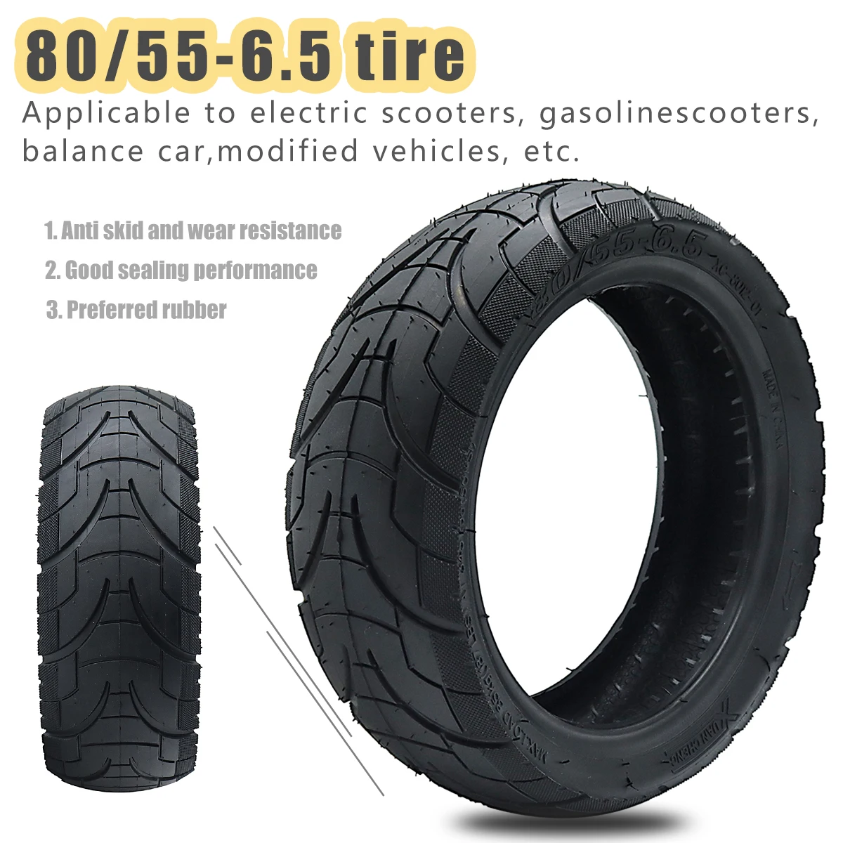 XuanCheng 80/55-6.5 Tire Inner Tube Outer Tyre for Electric Scooter 10 Inch Front and Rear Pneumatic Wheel Replacement Parts