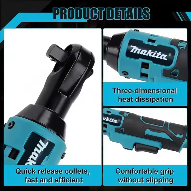 

Makita 18V Brushless Cordless Right Angle Ratchet Wrench Variable Speed With LED Work Light Power Tool