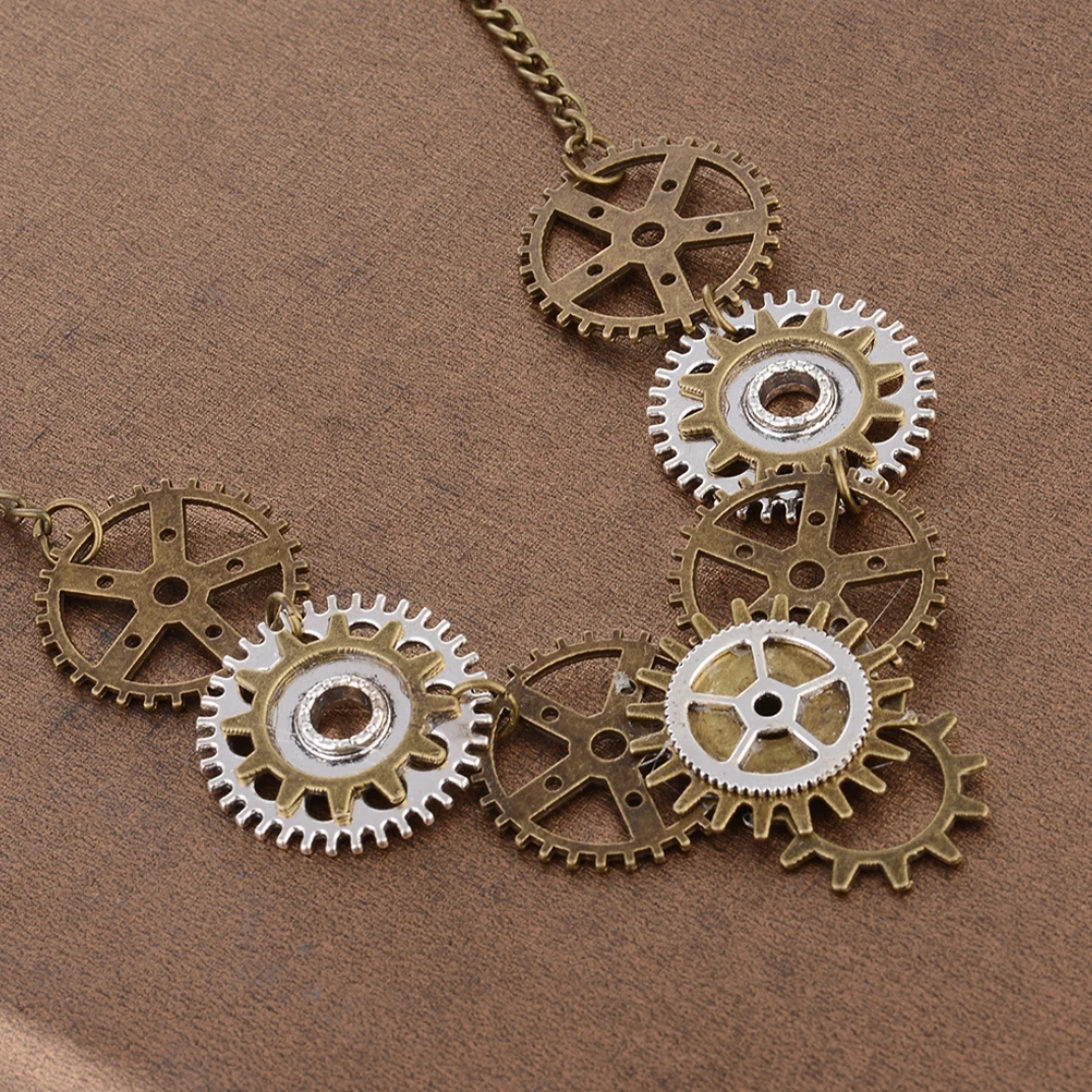 

2 PCS Pendant Costume Jewelry for Women Choker Necklaces Chain Link Goth Collar Vintage Steampunk Zinc Alloy Miss