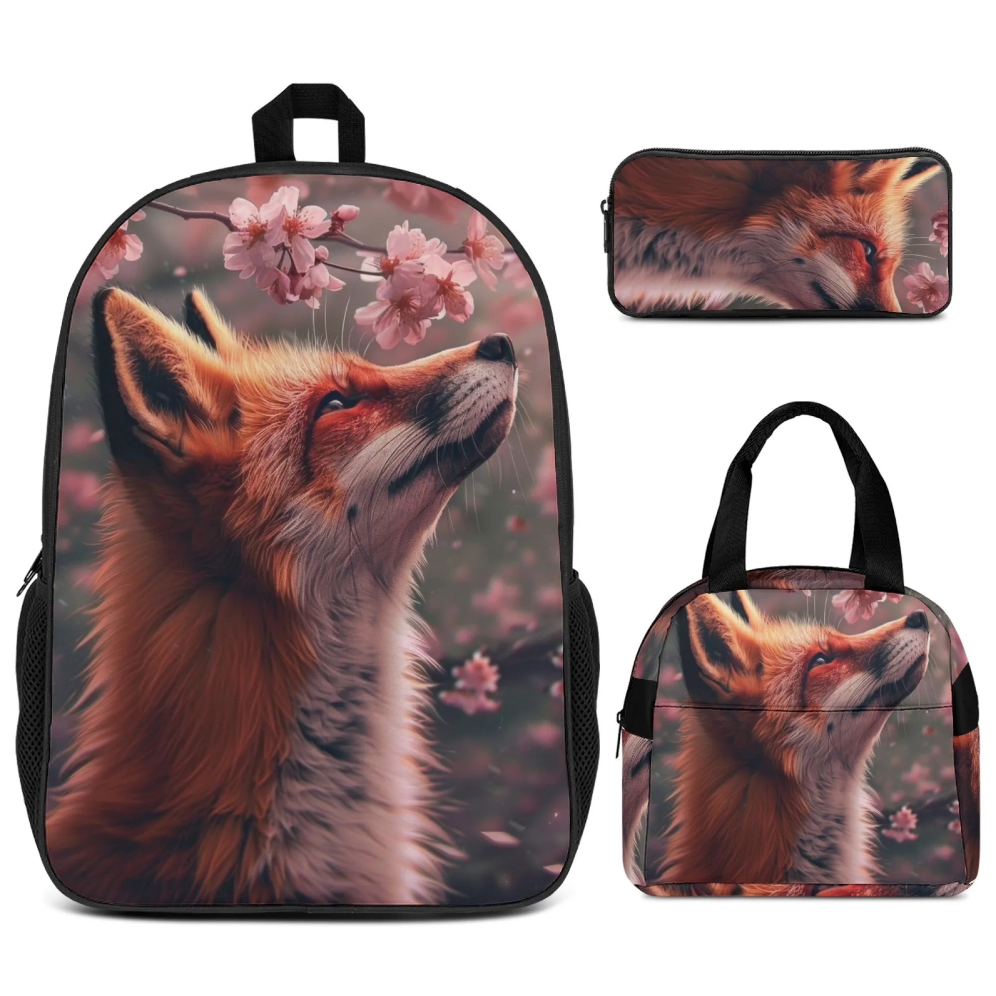 

Mochilas Escolares рюкзак на молнии с принтом, сумка для книг, школьный рюкзак для детей, набор школьных сумок с красной лисой и вишневым цветом