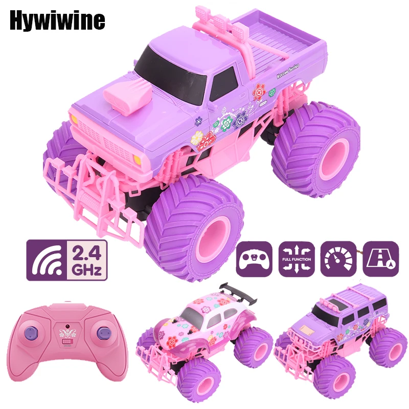 2.4G RC Pink Car Electric Drive Off-Road Big Wheel High Speed Purple Remote Control Trucks Girls Toys for Children