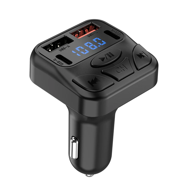 

New Bluetooth 5.4 Car FM Transmitter MP3 Player Hands-free Calling Dual USB Dual TYPE-C Port 5V2.4A Car Charger