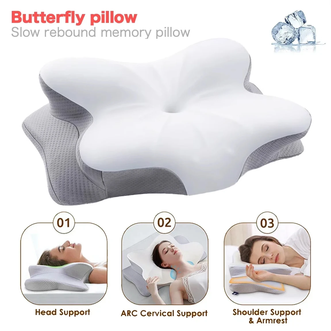 Ergonomic Orthopedic Memory Foam Pillow Breathable Shoulder Pain Soft Memory Sleeping Cervical Pillow Mat Shoulder Neck Massager