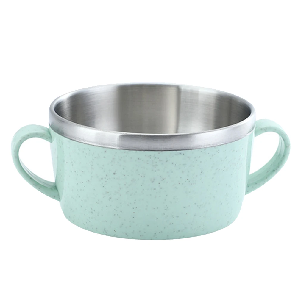 Double Layer Rice Soup Bowl Anti-scalding Stainless Steel Bowel With Handle Food Container Noodles Fruit Salad Rice Soup Bowl