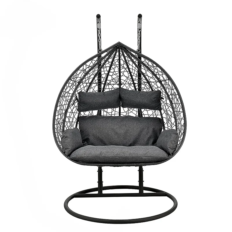 Outdoor Hanging Egg with Stand Out Door Kid Garden Rattan Basket Modern Double Patio Swing Chair