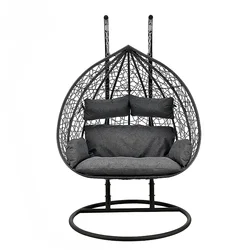 Outdoor Hanging Egg with Stand Out Door Kid Garden Rattan Basket Modern Double Patio Swing Chair