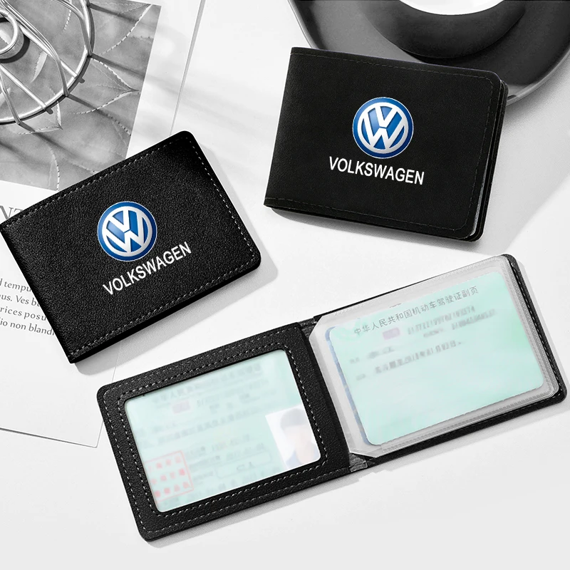 Capa para carteira de motorista, camurça, anti-pele, documentos de condução de carro, suporte de cartão de crédito para volkswagen polo tiguan vw gti passat