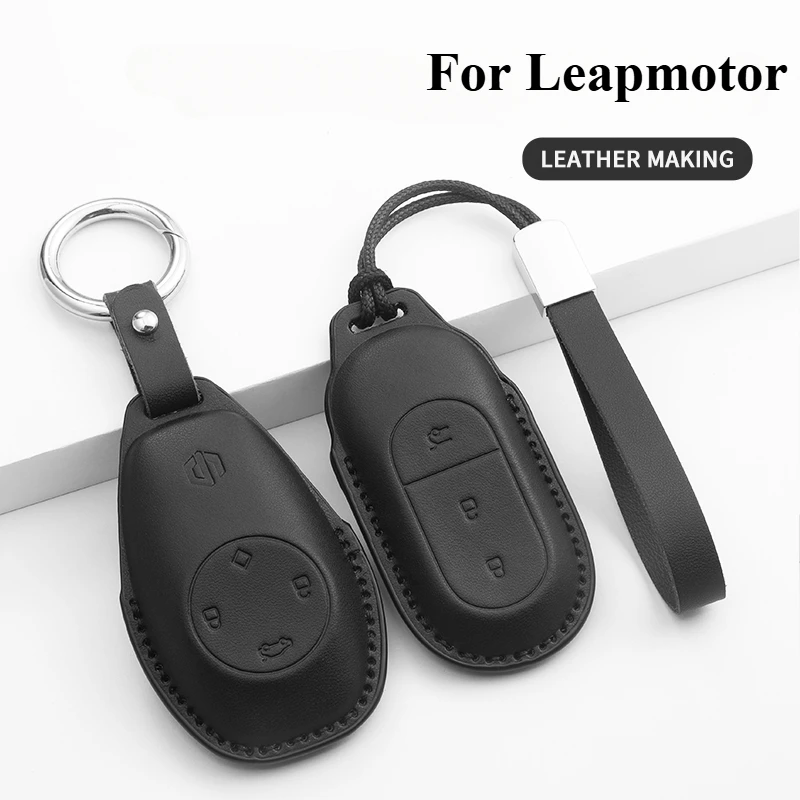 

PU Leather Car Remote Key Case Cover Shell For Leapmotor t03 s01 c11 for 2023 Leapmotor C01 T03 S01 C11 Leap Motor Keyless Fob