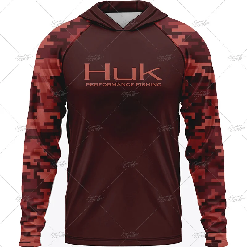 

HUK Fishing Hoodie Men Clothes Summer Breathable Long Sleeve Fishing Jersey Sun Protection Camouflage Fishing Shirts