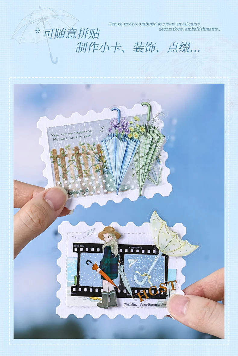 Journal GO 30 Stück Niedliche Regenschirm-Aufkleber für Kinder Geschenk Schreibwaren Scrapbooking Sticker Collage Jun Journal Zubehör – Detail 14