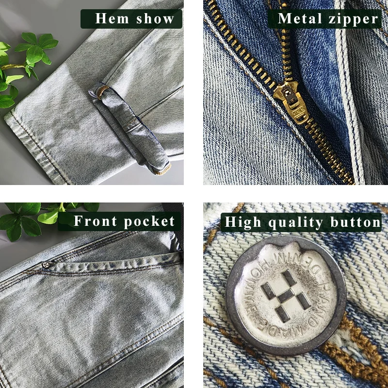 2024 Spring New Vintage Tapered Straight Jeans for Men Clothing Cargo Soft Cotton Casual Streetwear Men Pants KK1035