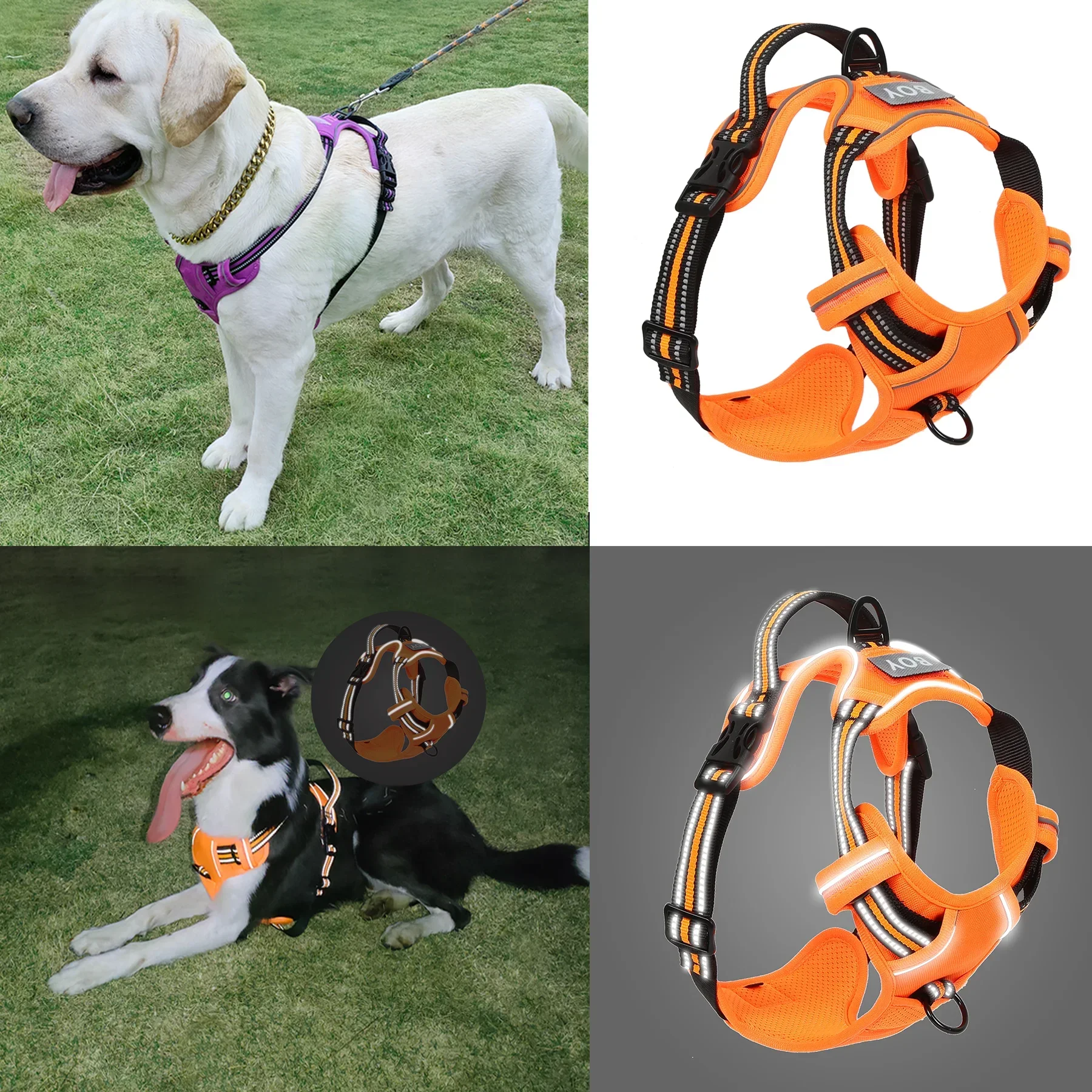 

Dog Harness, Pet Harness with Pull 1 Leash Clip, Adjustable Padded Dog Vest, Reflective Non-Choking Pet Vest with Free Nameplate