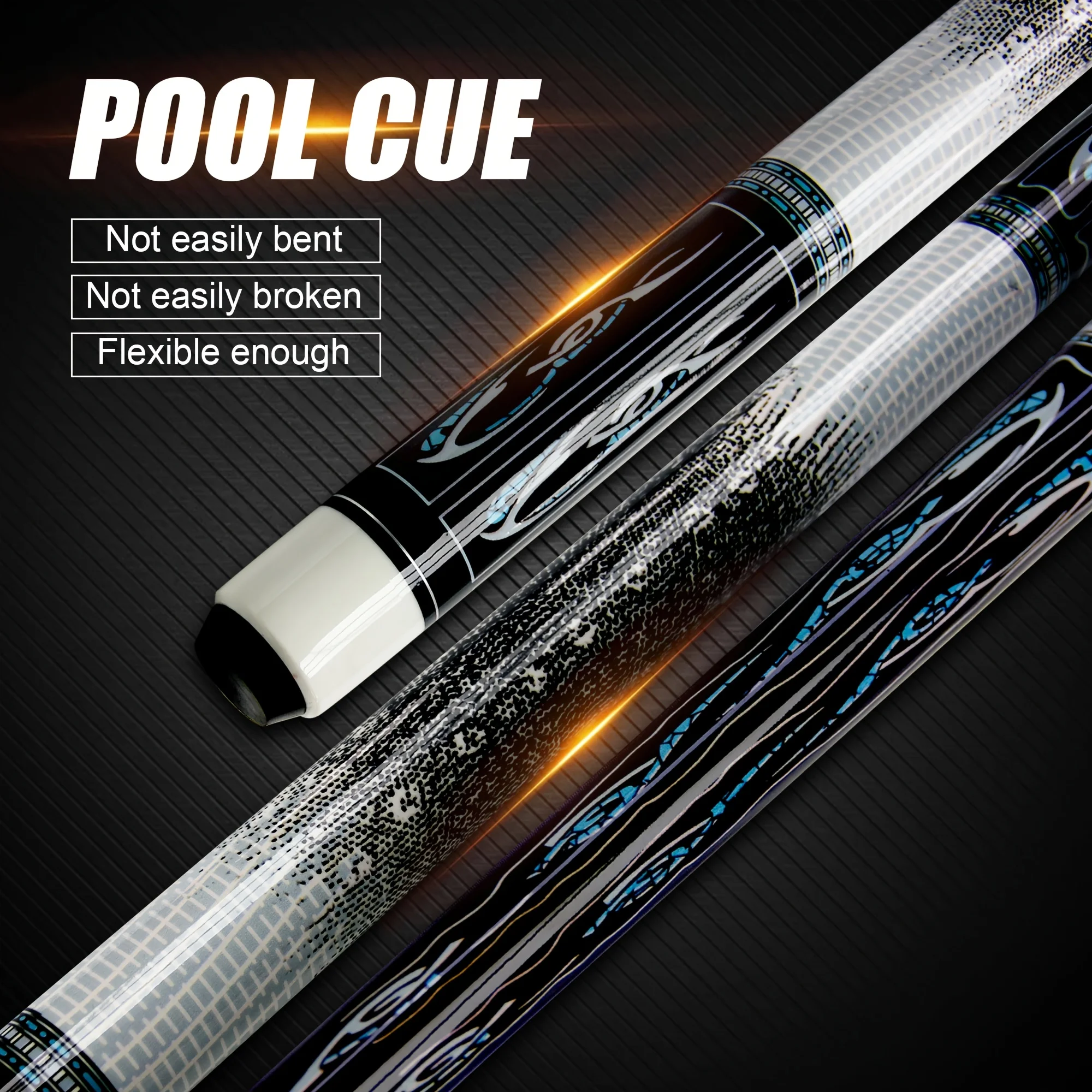 hit productSnakeskin Pattern  Maple Wood Pool Cue - 13mm Tip Uni-loc Joint Unique Pattern 1/2 Split Billiard Cue