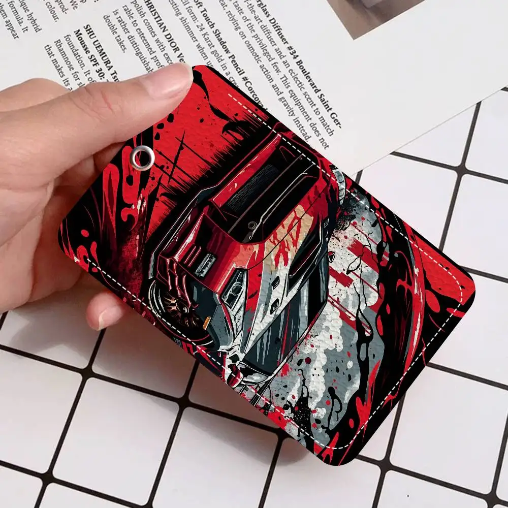 سباق نمط الفن 1 قطعة بو الجلود حامل البطاقة المفاتيح حلقة رئيسية قفل الباب الوصول العلامات بطاقة الهوية حالة المفاتيح بطاقة