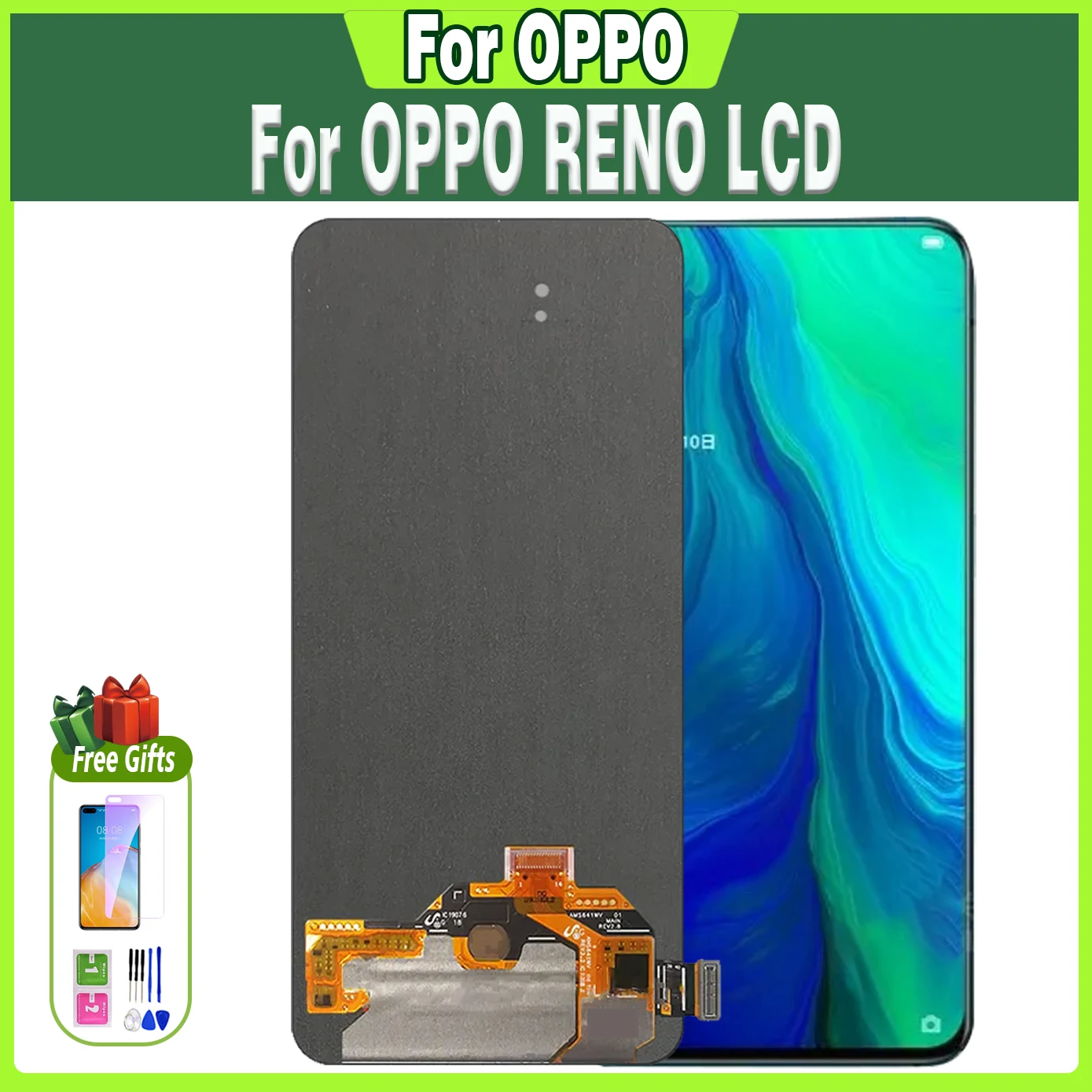 

OLED 6.4" For OPPO Reno LCD Display Touch For oppo reno PCAM00 PCAT00 CPH1917 Screen Digitizer Assembly Replacement Parts Tested