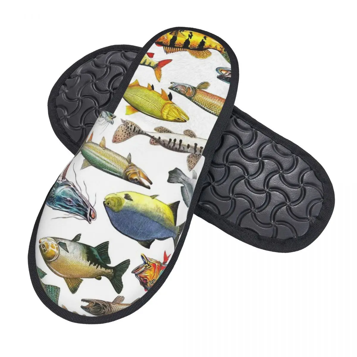 Zapatillas peludas de varios colores para hombre y mujer, pantuflas de casa con peces tropicales, cómodas