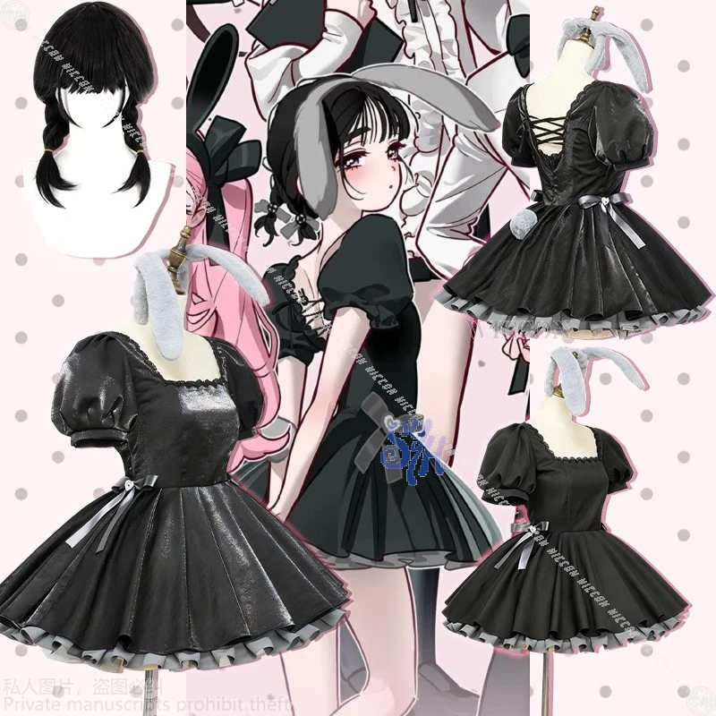 

Аниме ALIEN STAGE Косплей Sua новый костюм маленькое черное платье с открытой спиной униформа для выступлений мини-юбка сексуальная Лолита гот Хэллоуин