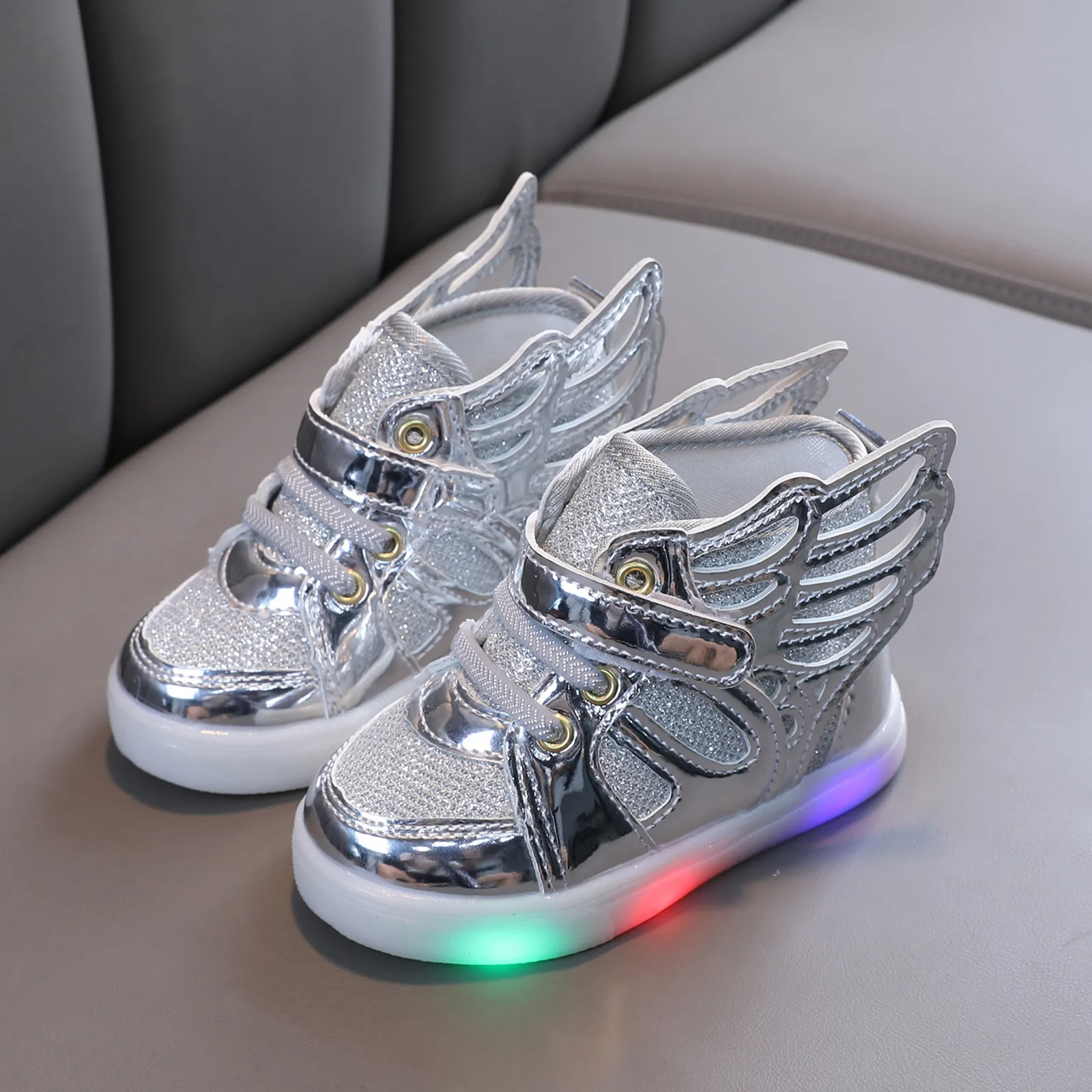 

Fashion Wings Children Shoes Spring Glow Flashing Led Light Kids Korean Style Baby Boys Girls Sports Sneaker