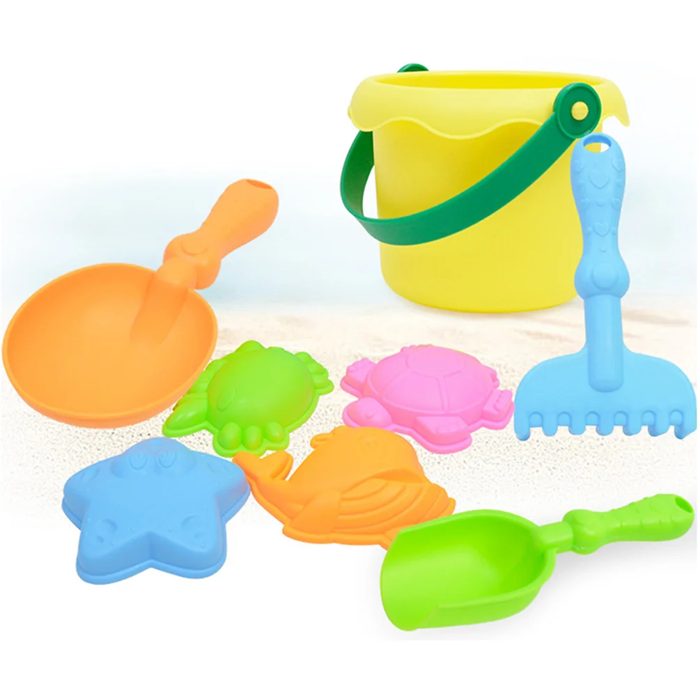 

8Pcs Castle Sand Tools Beach Set Multicolor Creative Sand Mold Kits with Cartoon Molds and Bucket for Pools Backyard and Sandbox