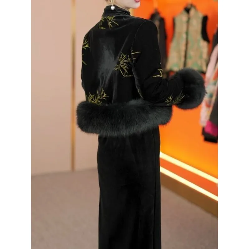 Autumn Winter New Chinese Women's Clothing National Style Zen High-end Sense Mao Mao Outer Suit Exquisite Simple Skirt Fashion